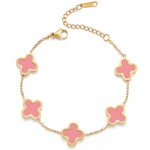 Hongde 18K goud-Vergulde mannen\\\'s en Vrouwen\\\'s Klavertje Vier Geluksarmband