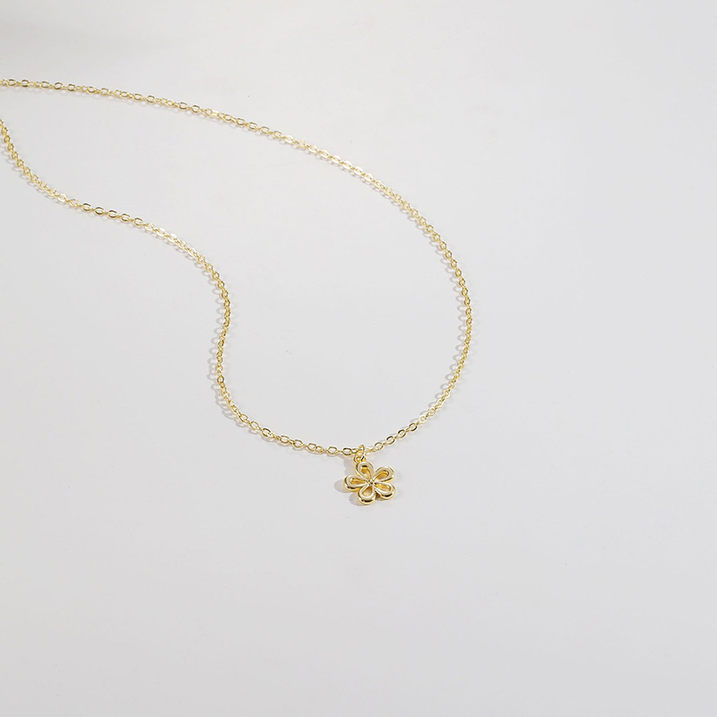 Hongde Gouden Bloom-ketting 2-------14K vergulde ketting voor dames - Sierlijke bloem, blad, kraal, boom, bij, zon, bar, oneindigheid, ster, pijl, traan, vlinder hanger kettingen, eenvoudige sieraden