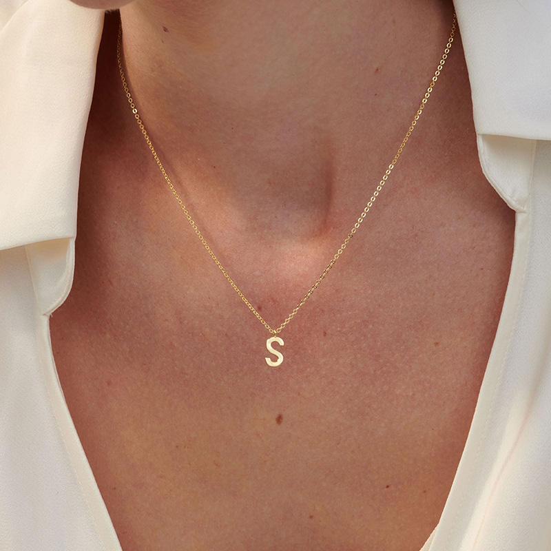 Hongde 14K vergulde A-Z Initial ketting Initial kettingen voor dames - 14k vergulde sierlijke letterketting eenvoudig alfabet A-Z ketting gepersonaliseerde monogramnaam ketting voor vrouwen sieraden