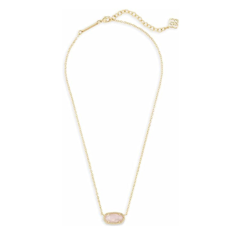 Minimalistische roségouden roze hanger ketting hanger ketting voor dames, mode-sieraden, 14k goud-Verguld