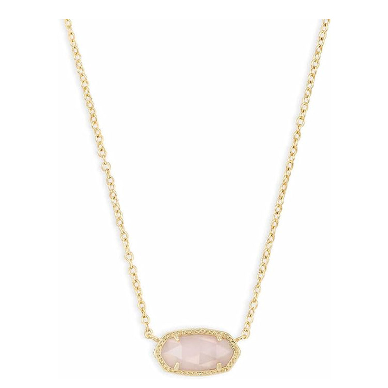 Minimalistische roségouden roze hanger ketting hanger ketting voor dames, mode-sieraden, 14k goud-Verguld