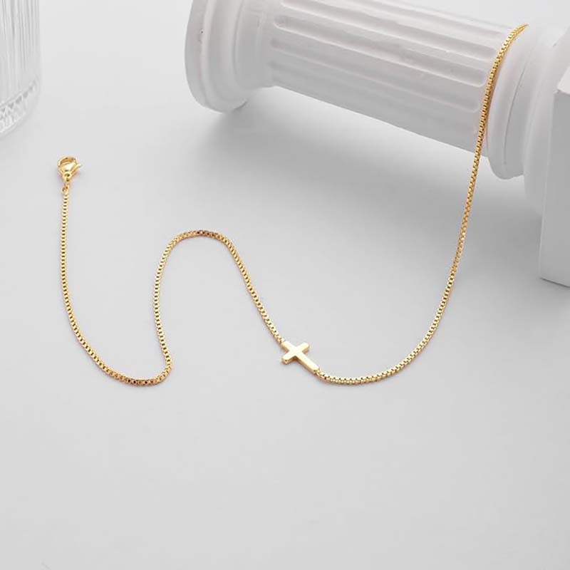 Kruisketting voor vrouwen 14K echt goud verzilverd sierlijk klein kruis hanger choker eenvoudig trendy schattig kruis charme ketting geloof sieraden religieus minimalistisch cadeau