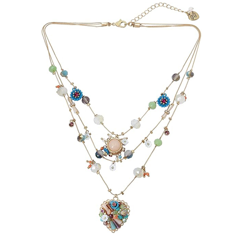 Boho Bloom Multi-Laag hart hanger ketting