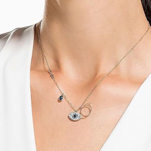 Stralende Guardian Evil Eye-hangerketting met blauwe zirkoonaccenten, een symbool van elegantie, bescherming en tijdloze stijl