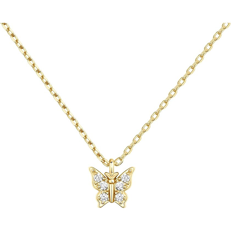 14K vergulde sierlijke zirkonia hanger ketting voor vrouwen vlinder hanger gelaagde kettingkettingen