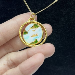 Omkeerbaar aangepast patroon hanger Gold vergulde lange ketting