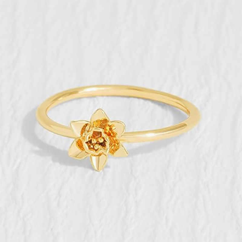 Voortreffelijk 18k goud-Geplaatste 925 sterling zilveren bloemenring met delicate bloeiende bloemontwerp - elegante en lichtgewichtnatuur-Geïnspireerde sieraden voor vrouwen