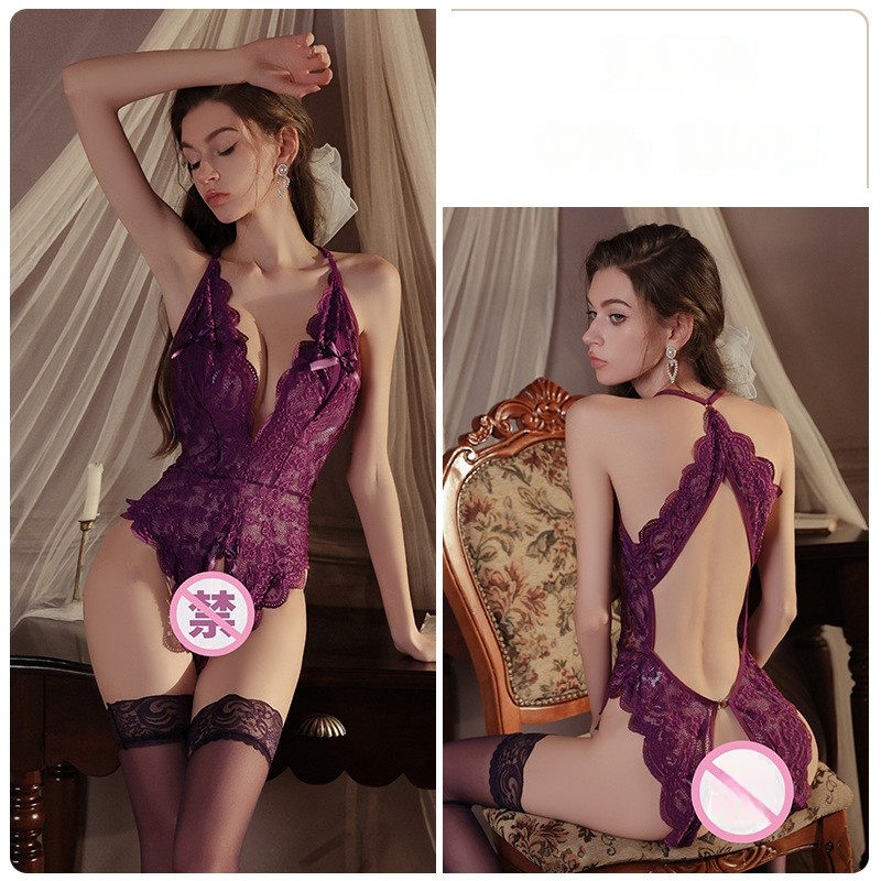 Sexy vrouwen\'s lingerie set, met een gewaagde diepe v -nek, verkrijgbaar in plusmaten, met een laag - knippen en openen - Crotch Bodysuit1736 Prijs:$68.99