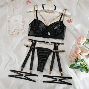 Heet - De sexy lingerie van de zomer verkopen. Gemaakt van satijn met zwaar - Metal Elements, ontworpen voor club - Going Fashion Girls, A Four - stuk ingesteld met sexy metalen ketens My96605 Prijs:$119.99