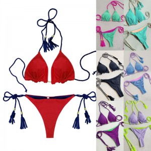 Sexy twee - stuk bikini voor hete meiden. Driehoekstijl, dubbel - zijdige kleur - blokkeren. Strandbikini -zwempak, drie - Puntstijl 8826 Prijs:$79.99