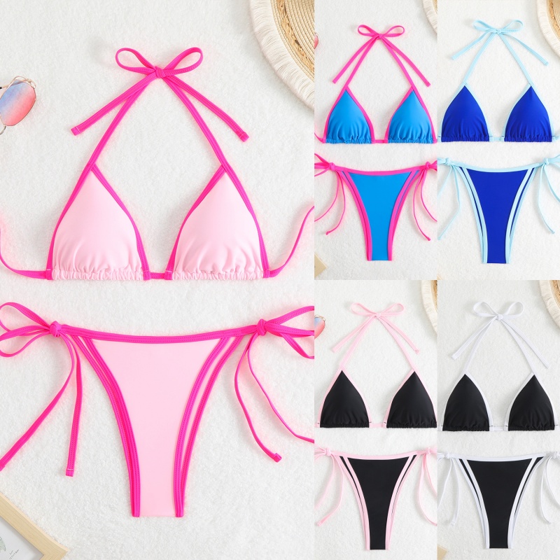 2025 NIEUW SODID - kleur vrouwen\'s sexy twee - stuk driehoekskleur - Blok Bikini. Europese en Amerikaanse stijl met banden, geschikt voor strand en hete lente QT25003 Prijs:$79.99