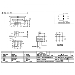 Slide Switch SS22G08 6-Pin 2p2 schuifschakelaar voor de hoogstroomband van de haargrens met haar rechters