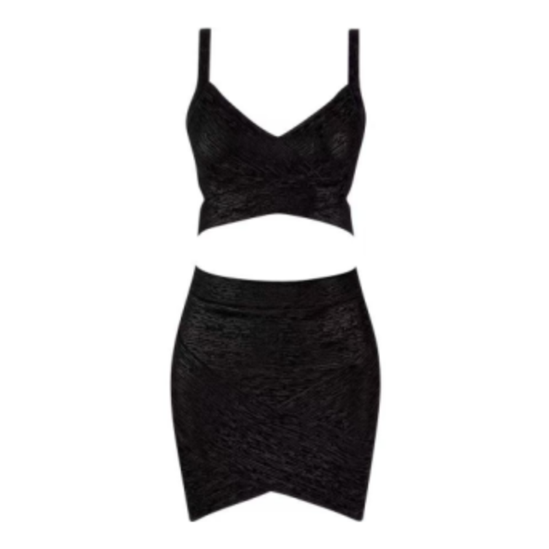 Zomer goud geprinte gebreide Camisole, heup wrap rok set