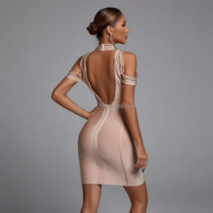 Zomer gebreide verband spaghetti -strepen, boorstuk strapless bodycon jurken jurken