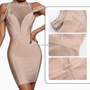 Zomer gebreide verband spaghetti -strepen, boorstuk strapless bodycon jurken jurken